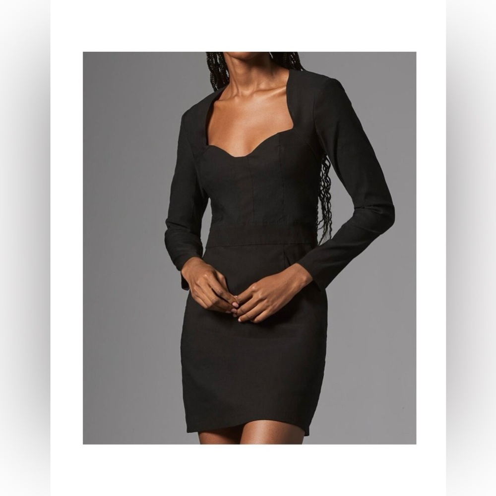 By Anthropologie Long-Sleeve Sweetheart Slim Mini Dress